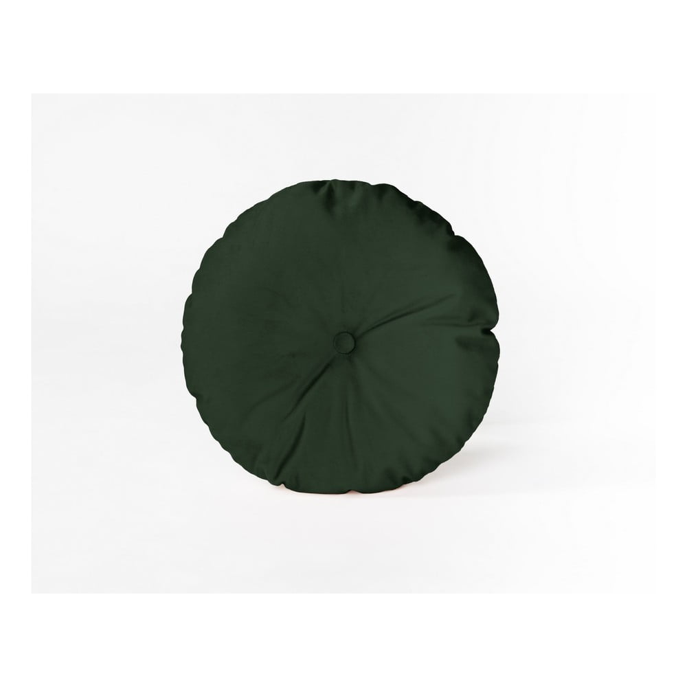 Obrázok Okrúhly dekoratívny vankúš so zamatovým poťahom Velvet Atelier Dark Green, Ø 45 cm