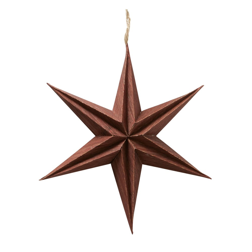 Hnedá vianočná papierová závesná dekorácia v tvare hviezdy Boltze Kassia, ø 20 cm