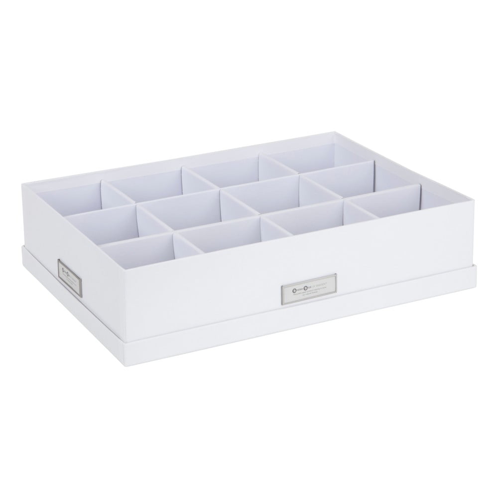 E-shop Biely úložný box s 12 priehradkami Bigso Box of Sweden Jakob, 31 x 43 cm