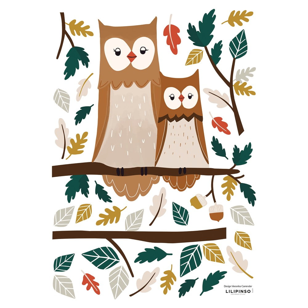 Hárok samolepiek 30x42 cm Owl Family – Lilipinso