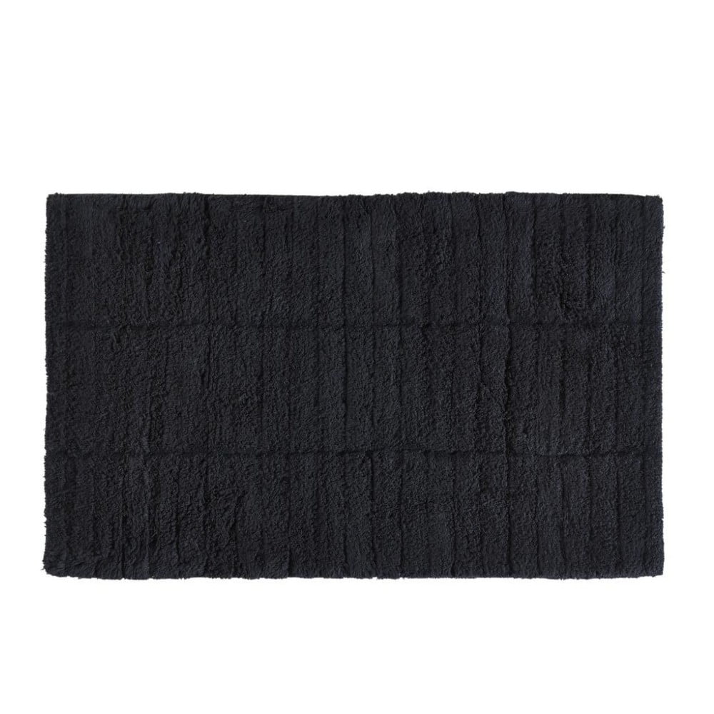 E-shop Čierna bavlnená kúpeľňová predložka Zone Tiles, 50 × 80 cm