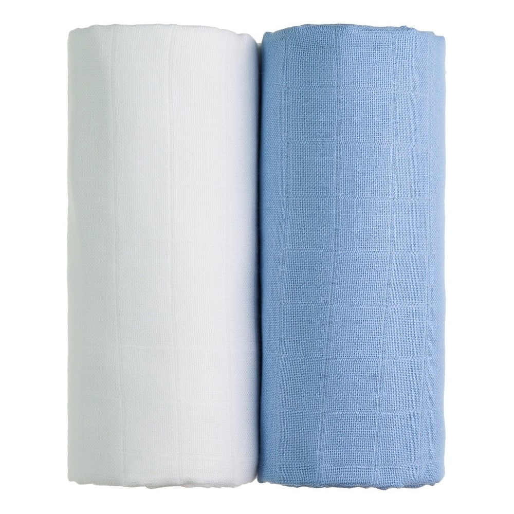 E-shop Súprava 2 bavlnených osušiek v bielej a modrej farbe T-TOMI Tetra, 90 x 100 cm