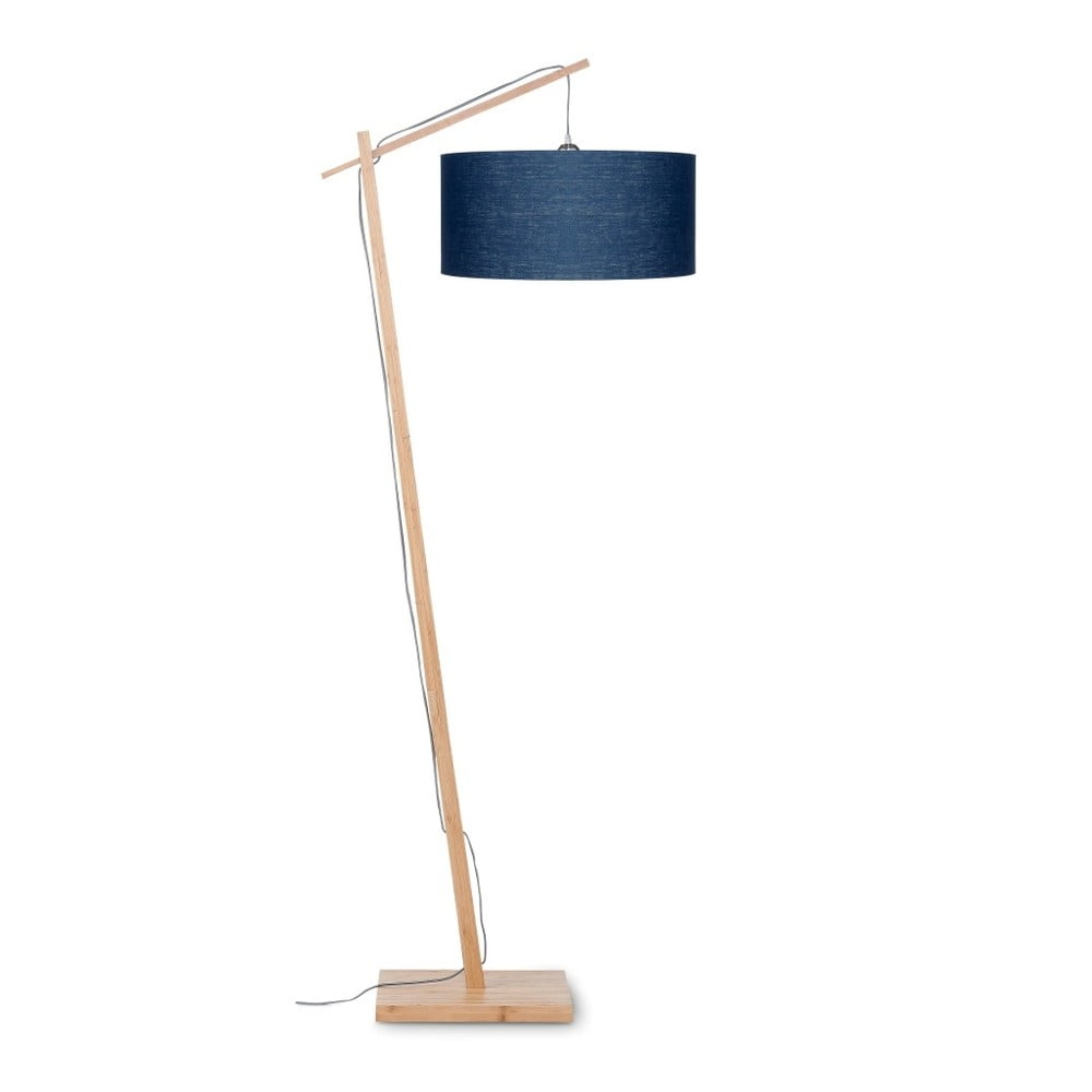 E-shop Stojacia lampa s modrým tienidlom a konštrukciou z bambusu Good&Mojo Andes