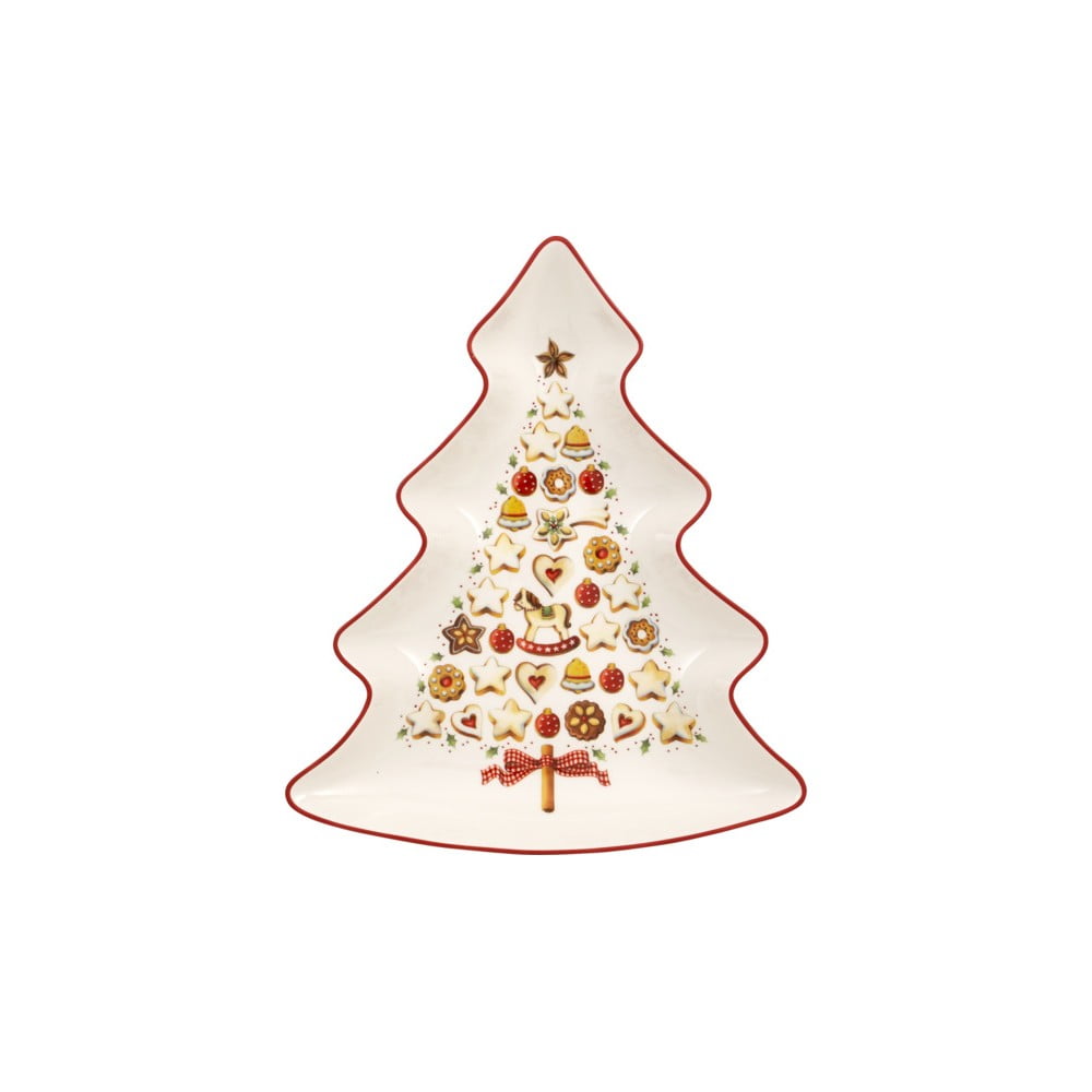 E-shop Červeno-biela porcelánová servírovacia miska v tvare vianočného stromčeka Villeroy & Boch Tree