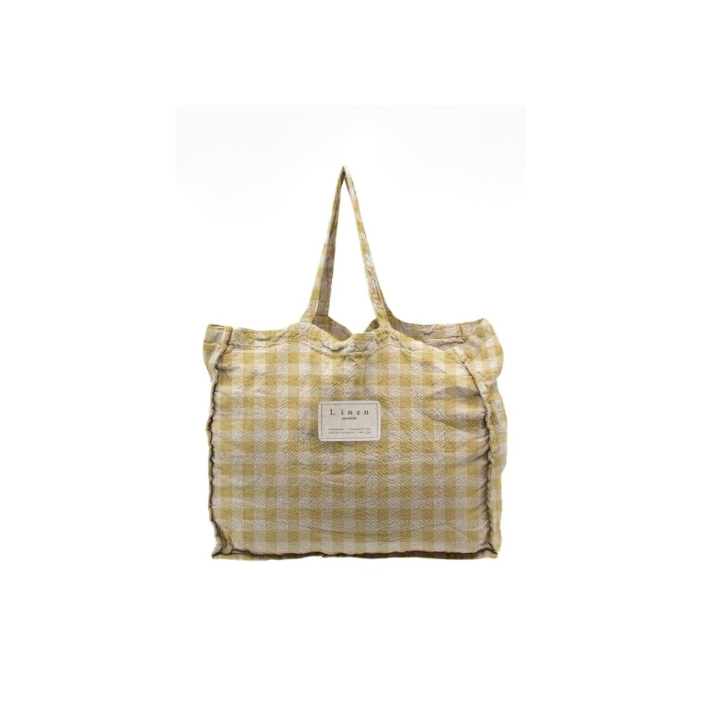 E-shop Látková taška Really Nice Things Linen Bag Yellow Vichy