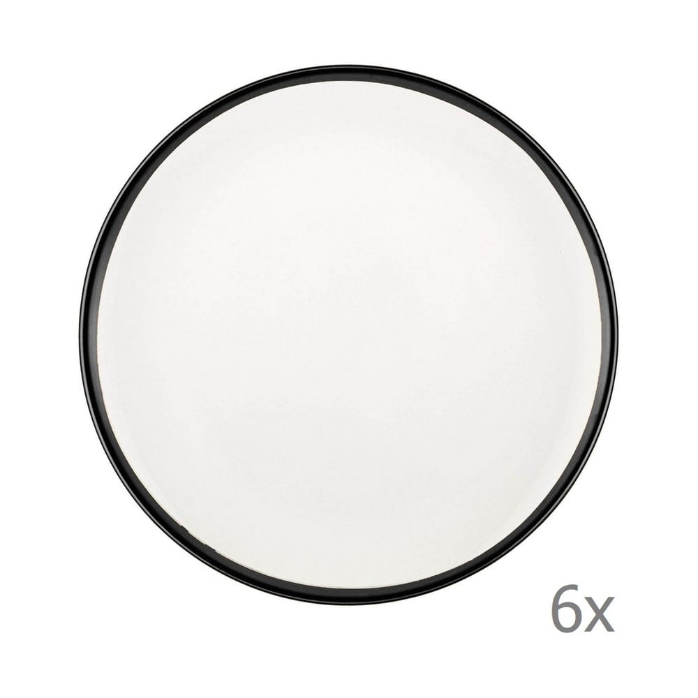 Obrázok Sada 6 bielych porcelánových dezertných tanierov Mia Halos Black, ⌀ 19 cm