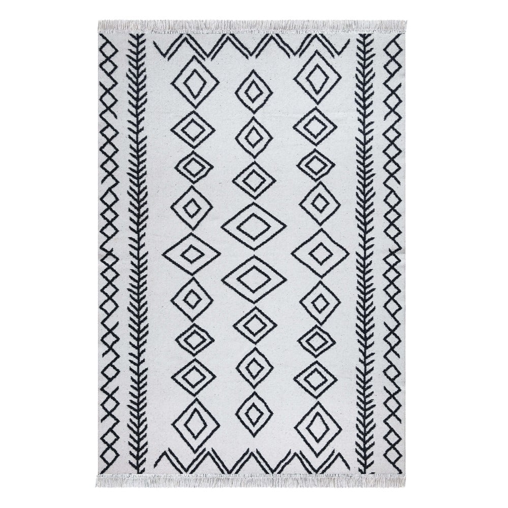 E-shop Bielo-čierny bavlnený koberec Oyo home Duo, 160 x 230 cm