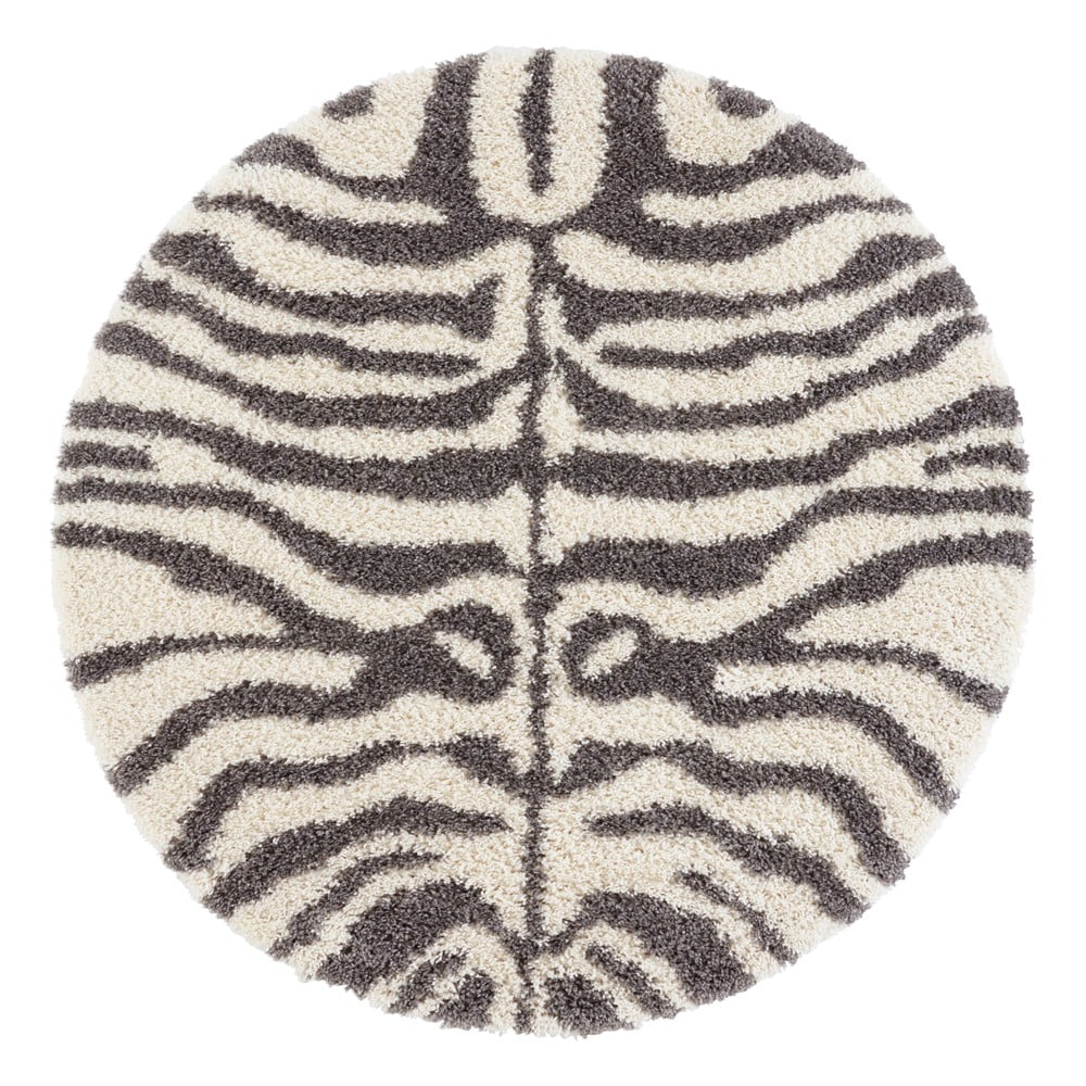 E-shop Sivý/béžový okrúhly koberec ø 160 cm Striped Animal - Ragami