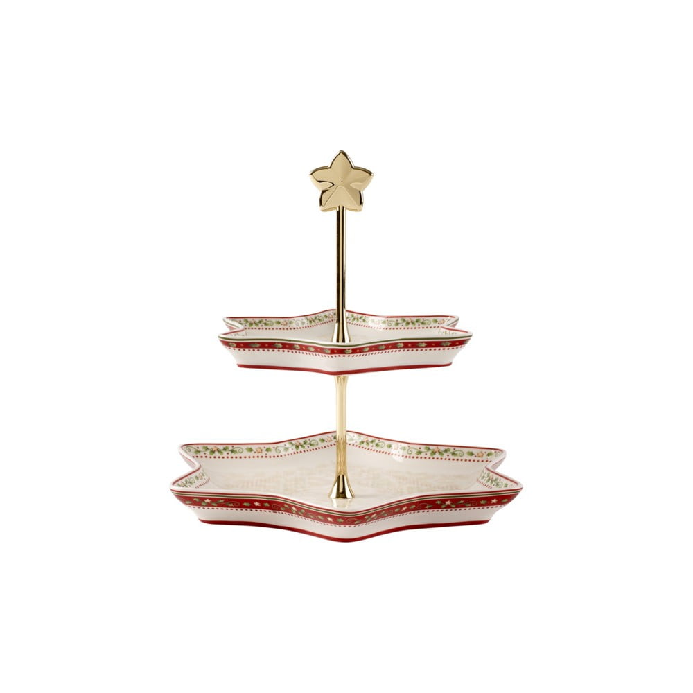 E-shop Červeno-biely porcelánový etažér s vianočným motívom Villeroy & Boch