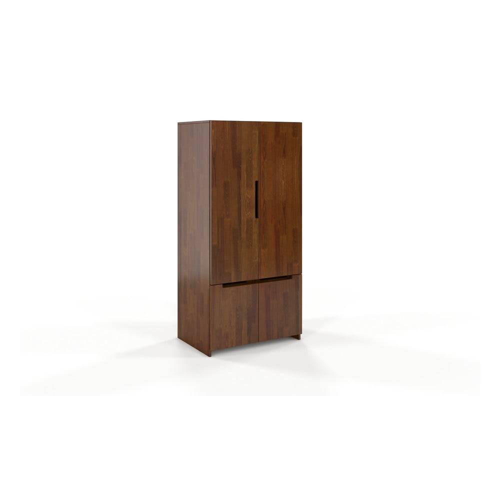 E-shop Hnedá šatníková skriňa z borovicového dreva Skandica Bergman, 86 x 180 cm
