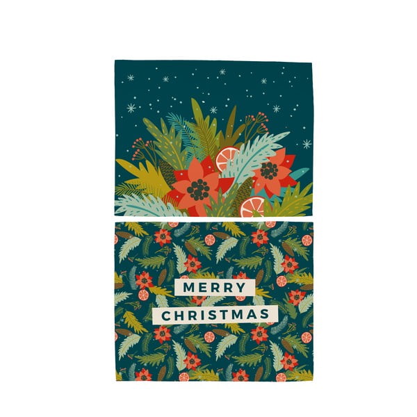 Súprava 2 bavlnených prestieraní s vianočným motívom Butter Kings Happy Merry, 45 x 35 cm