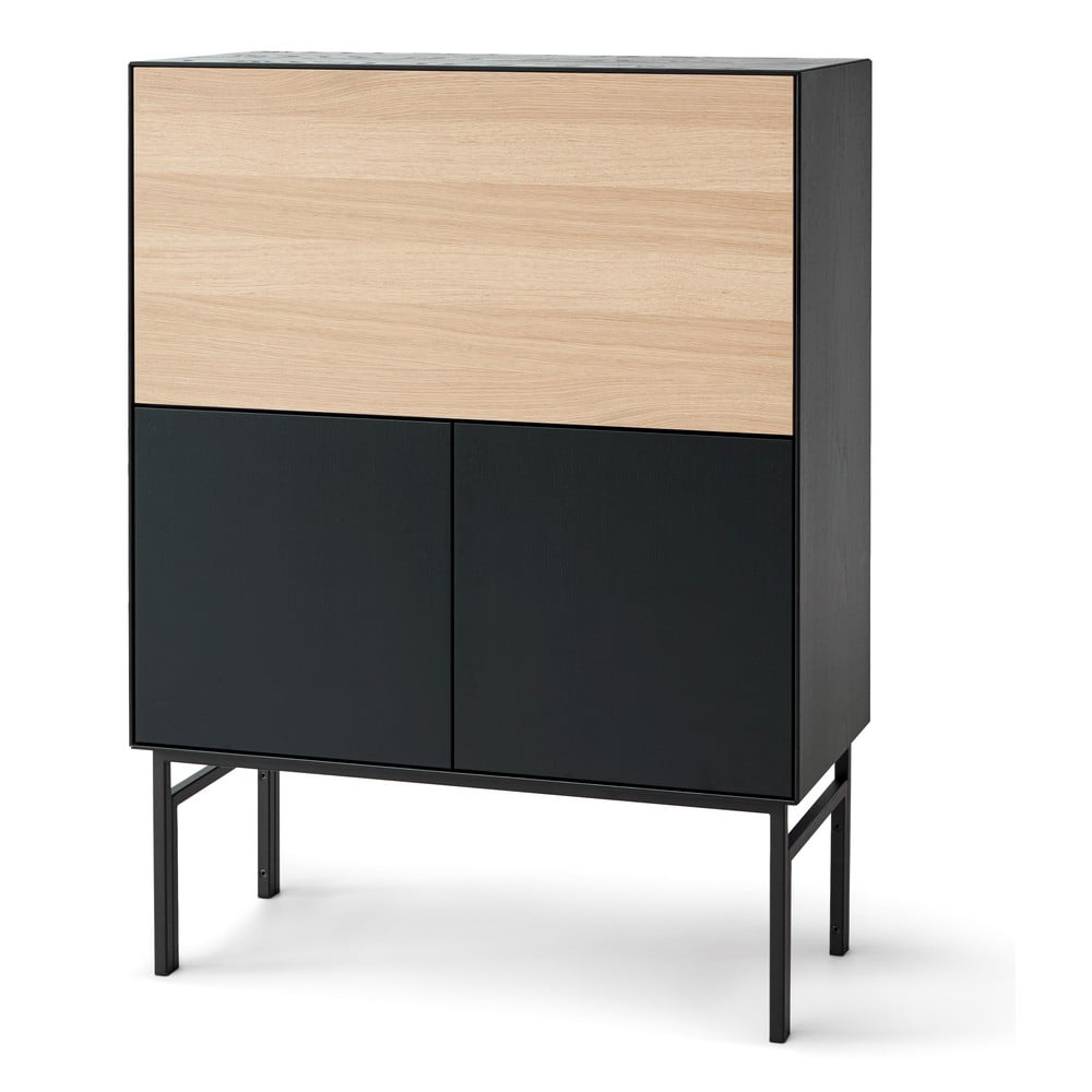 E-shop Čierna vinotéka v dekore duba 91x111 cm Edge - Hammel Furniture