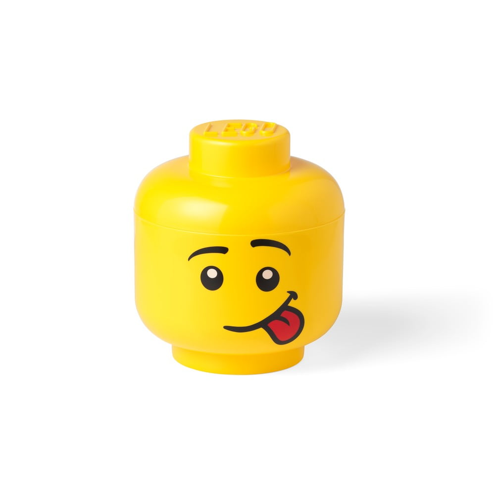 E-shop Žltý úložný box v tvare hlavy LEGO® Silly, ⌀ 16,3 cm