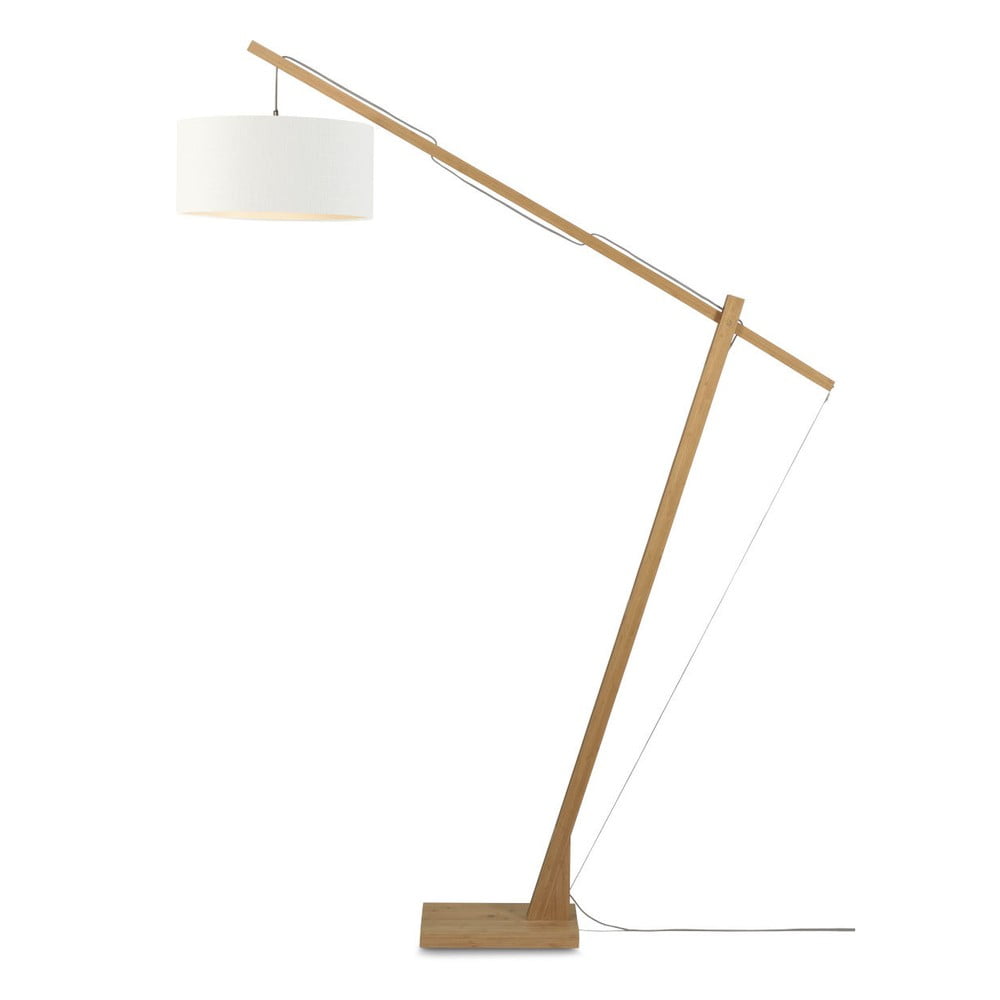E-shop Stojacia lampa s bielym tienidlom a konštrukciou z bambusu Good&Mojo Montblanc