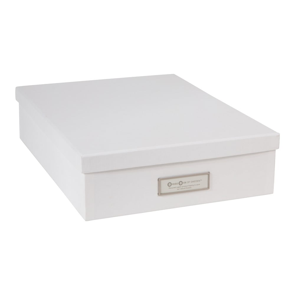 E-shop Biely úložný box s menovkou na dokumenty Bigso Box of Sweden Oskar, veľkosť A4