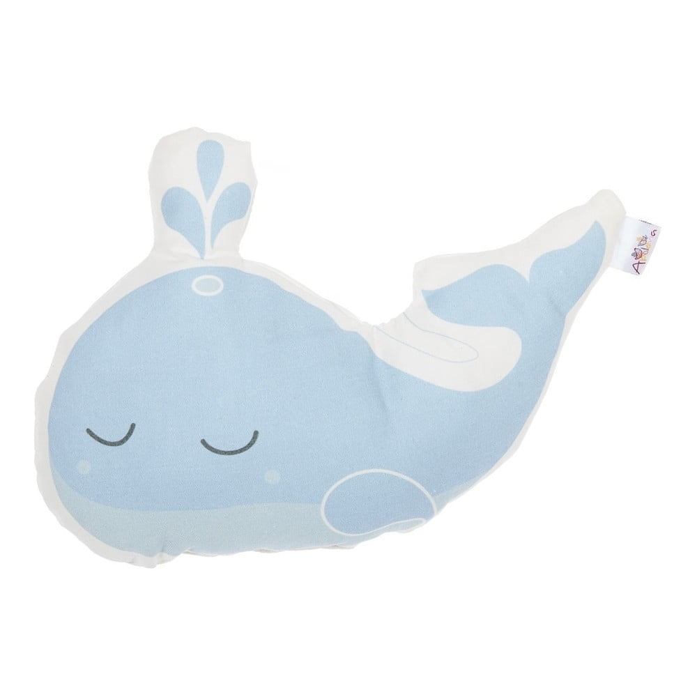E-shop Modrý detský vankúšik s prímesou bavlny Mike & Co. NEW YORK Pillow Toy Whale, 35 x 24 cm