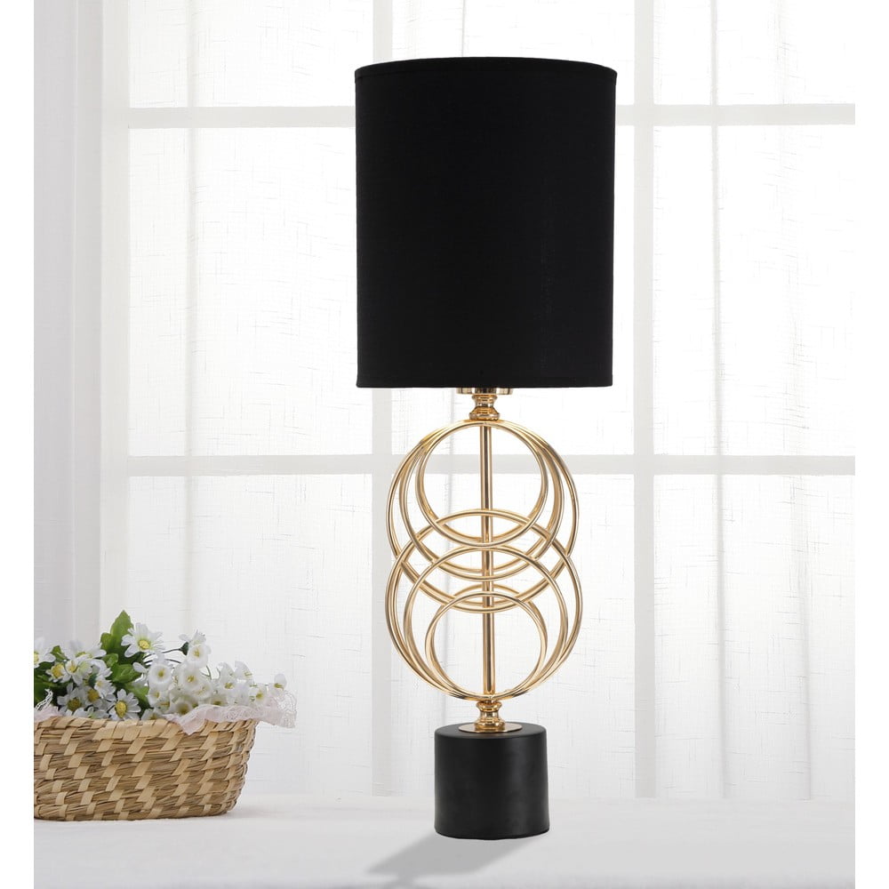 E-shop Čierna stolová lampa Mauro Ferretti Circly, výška 58,5 cm