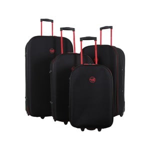 Sada 4 čiernych cestovných kufrov na kolieskach Travel World