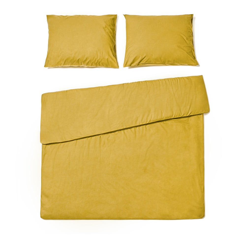 E-shop Horčicovožlté bavlnené obliečky na dvojlôžko Bonami Selection, 160 x 220 cm