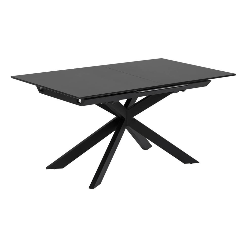Čierny rozkladací jedálenský stôl so sklenenou doskou 90x210 cm Atminda – Kave Home