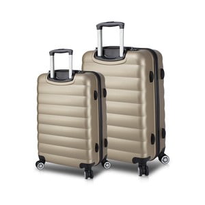 Sada 2 cestovných kufrov na kolieskach s USB porty v zlatej farbe My Valice RESSNO Large & Medium