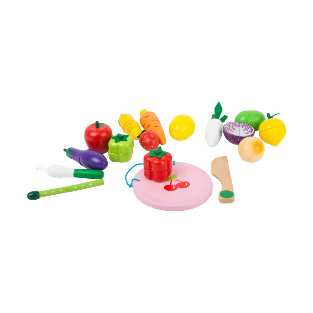 E-shop Detský set drevených hračiek so suchým zipsom Legler Fruits and Vegatable
