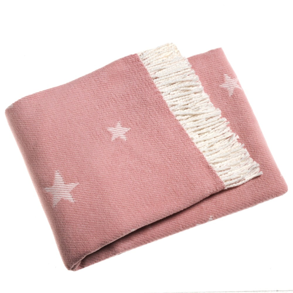 E-shop Ružová deka s podielom bavlny Euromant Stars, 140 x 180 cm