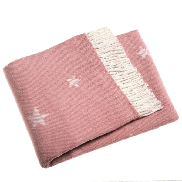 Ružová deka s podielom bavlny Euromant Stars, 140 x 180 cm