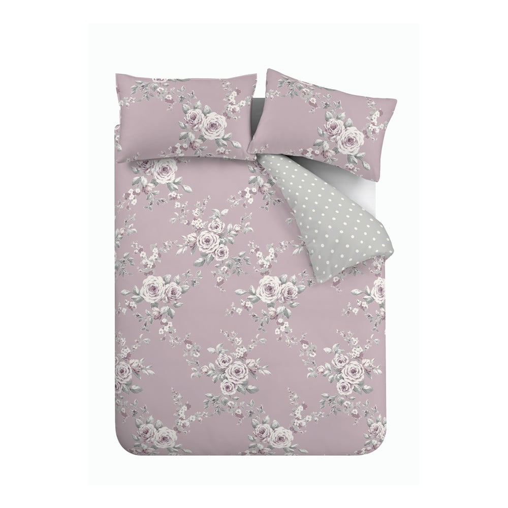E-shop Ružovo-sivé obliečky na dvojlôžko Catherine Lansfield Canterbury, 200 x 200 cm
