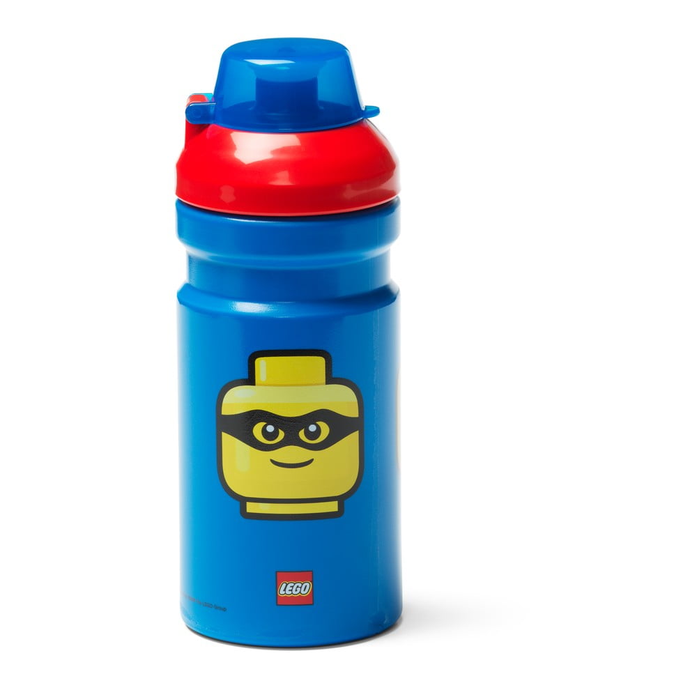 E-shop Modrá fľaša na vodu s červeným vekom LEGO® Iconic, 390 ml