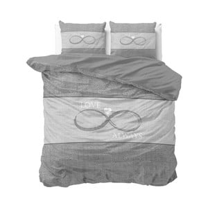 Sivé bavlnené obliečky na dvojlôžko Sleeptime Infinity Love, 200 × 220 cm