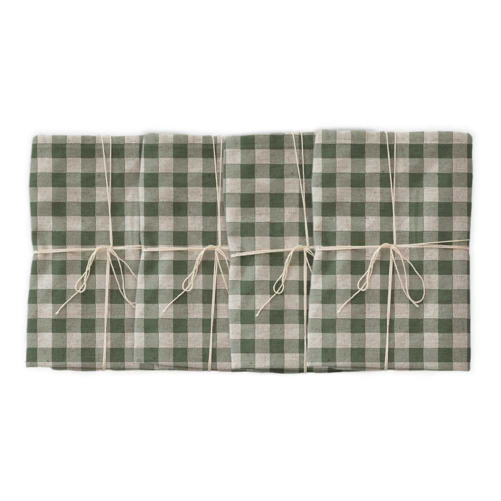 Obrázok Sada 4 látkových obrúskov s prímesou ľanu Linen Couture Green Vichy, 43 x 43 cm