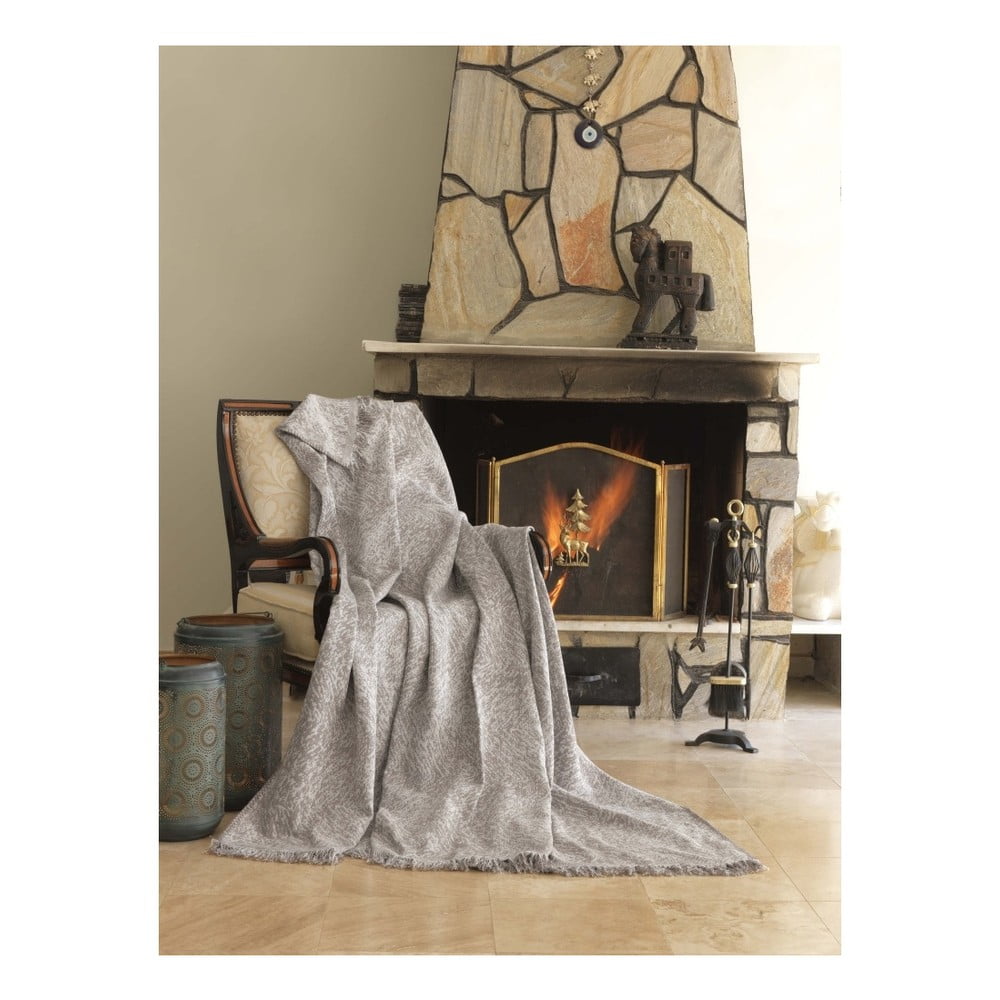 E-shop Béžová bavlnená deka mismo Linen, 170 × 220 cm