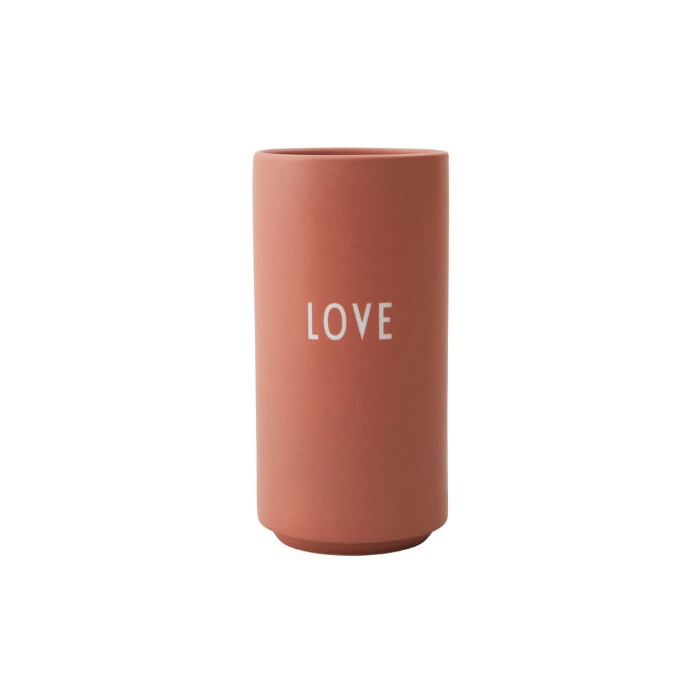 Ružová porcelánová váza Design Letters Love, výška 11 cm