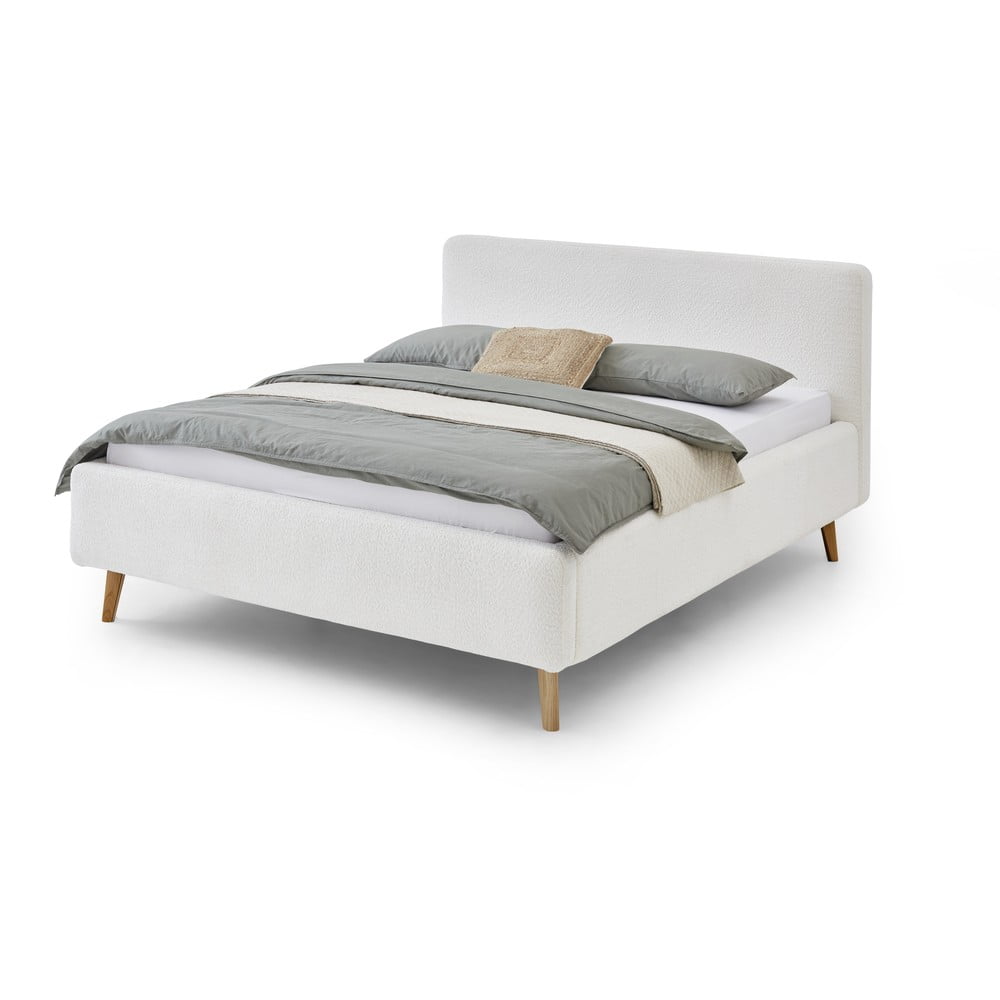 E-shop Biela čalúnená dvojlôžková posteľ s úložným priestorom s roštom 160x200 cm Mattis - Meise Möbel