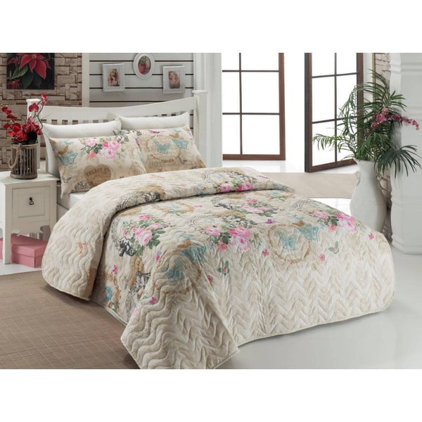 Prikrývka cez posteľ na dvojlôžko s obliečkami na vankúše Angel, 200 × 220 cm