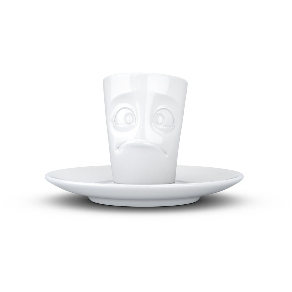 E-shop Biela sklamaná porcelánová šálka na espresso s tanierikom 58products, objem 80 ml