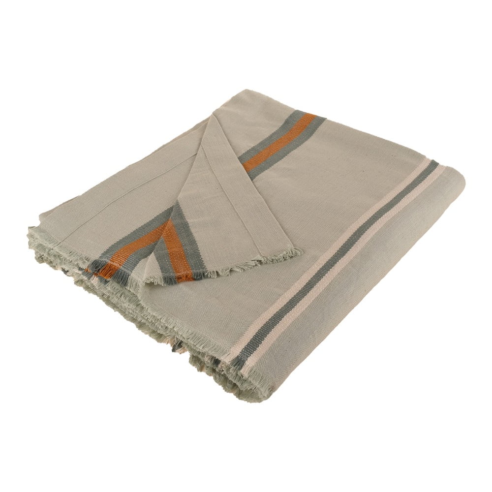E-shop Sivo-zelená prikrývka cez posteľ zo zmesi bavlny a ľanu Buldan's Aren, 180 x 240 cm