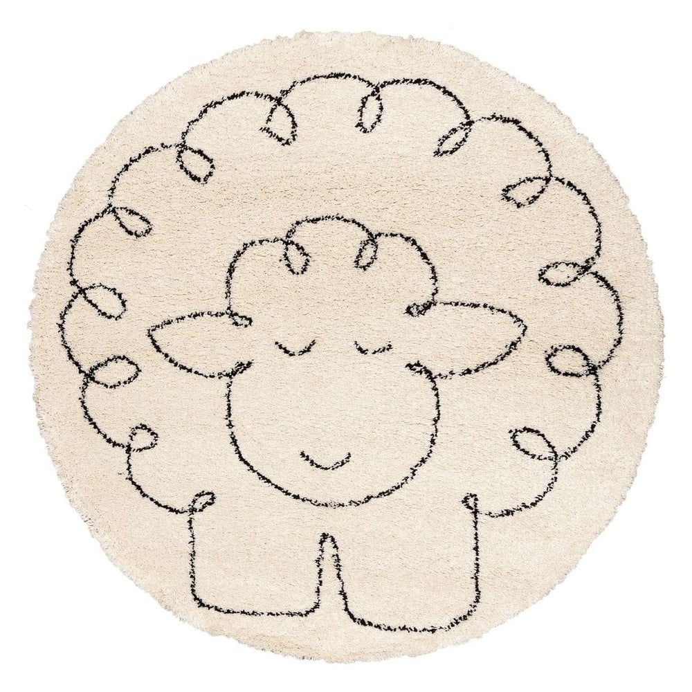 E-shop Béžový antialergénny detský koberec ø 160 cm Fluffy Sheep - Yellow Tipi