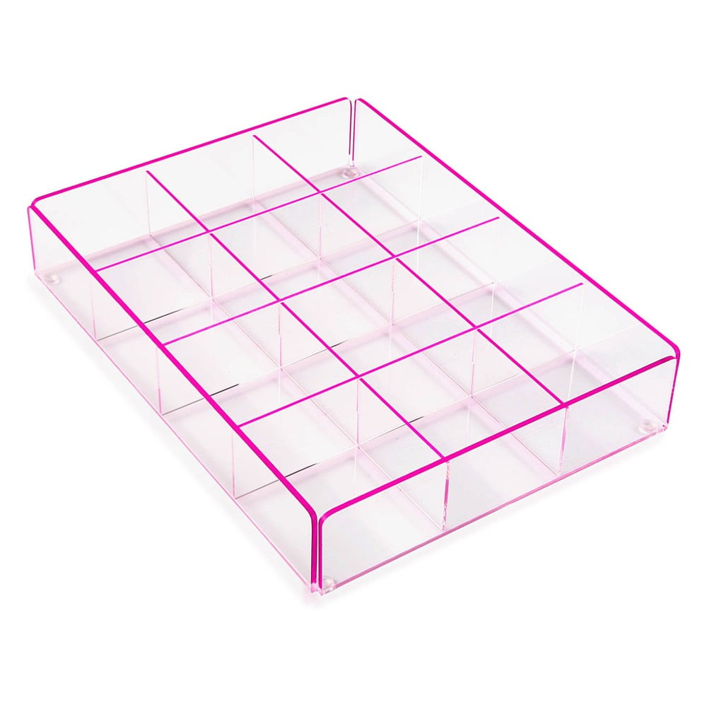 E-shop Ružový úložný box s 12 priehradkami Versa Ariel