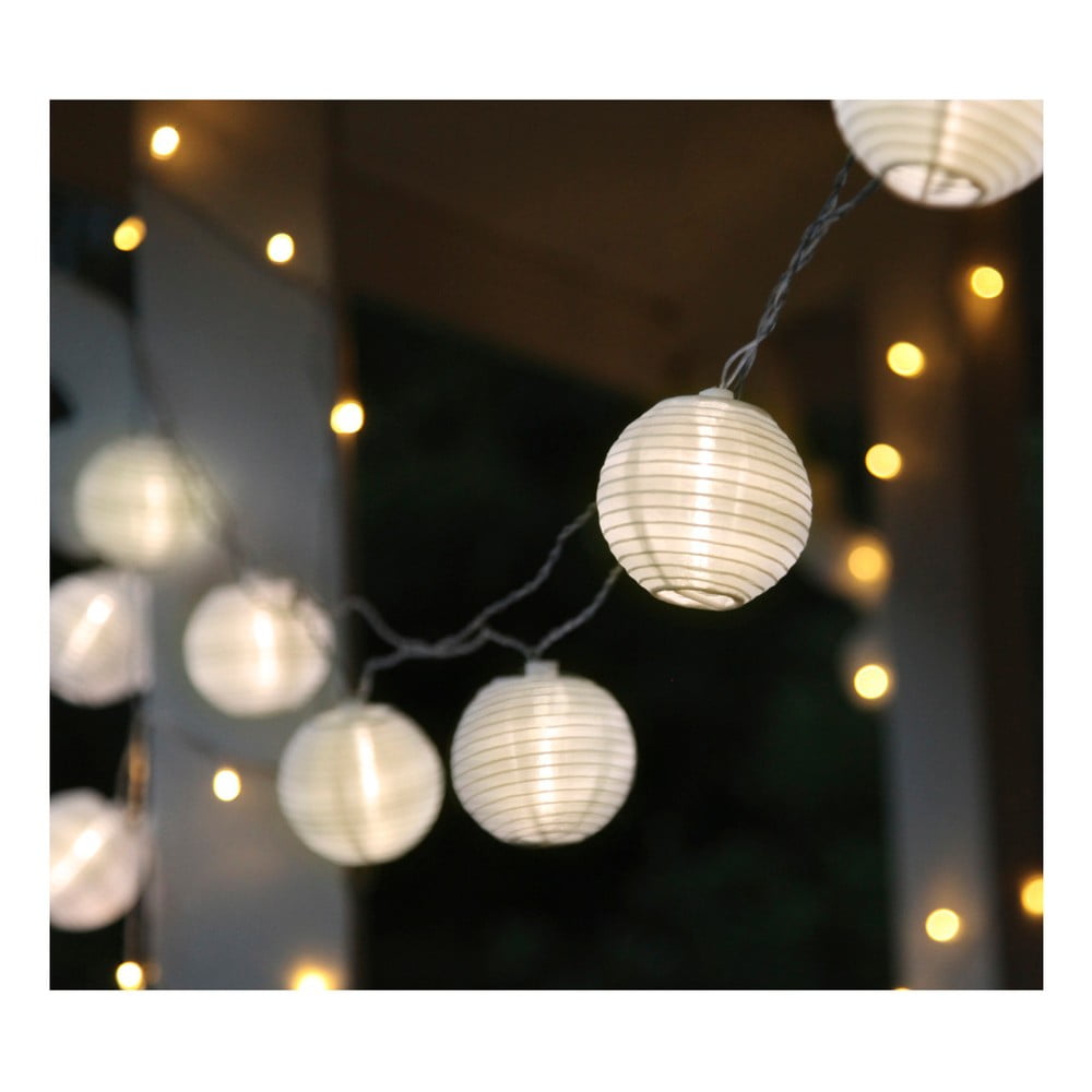 E-shop Biela svetelná LED reťaz s lampiónmi vhodná do exteriéru Star Trading Festival, dĺžka 4,5 m