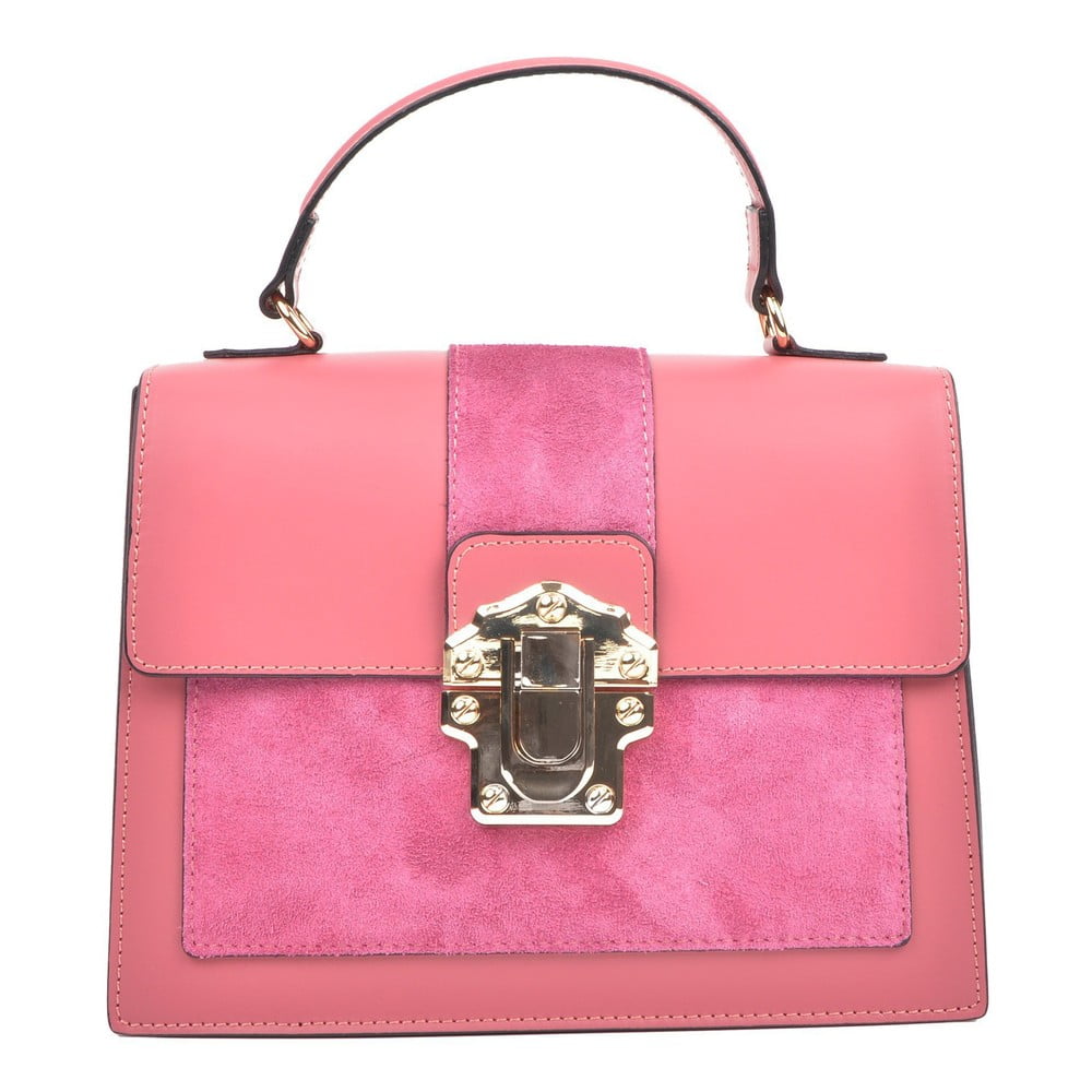 Ružová kožená kabelka Isabella Rhea, 22 x 27 cm