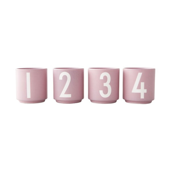 Súprava 4 ružových hrnčekov z imitácie porcelánu Design Letters, 0,5 l