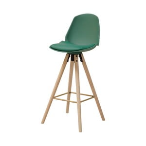 zlená barová stolička s podnožím z dubového dreva Actona Oslo I.