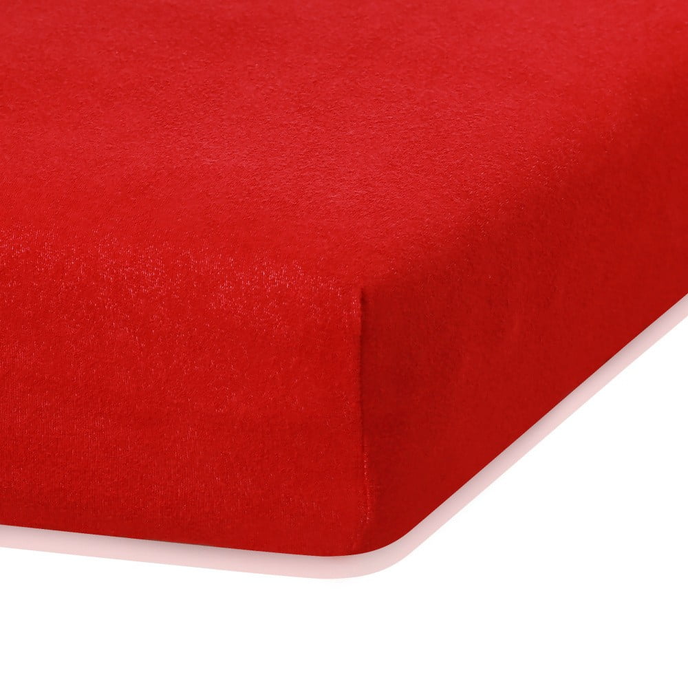 Obrázok Červená elastická plachta na dvojlôžko AmeliaHome Ruby Red, 200-220 x 200 cm