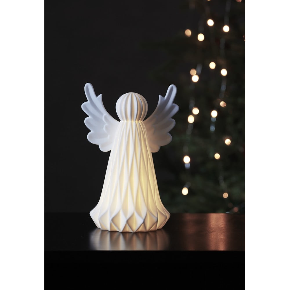 E-shop Biela keramická vianočná svetelná LED dekorácia Star Trading Vinter, výška 23 cm