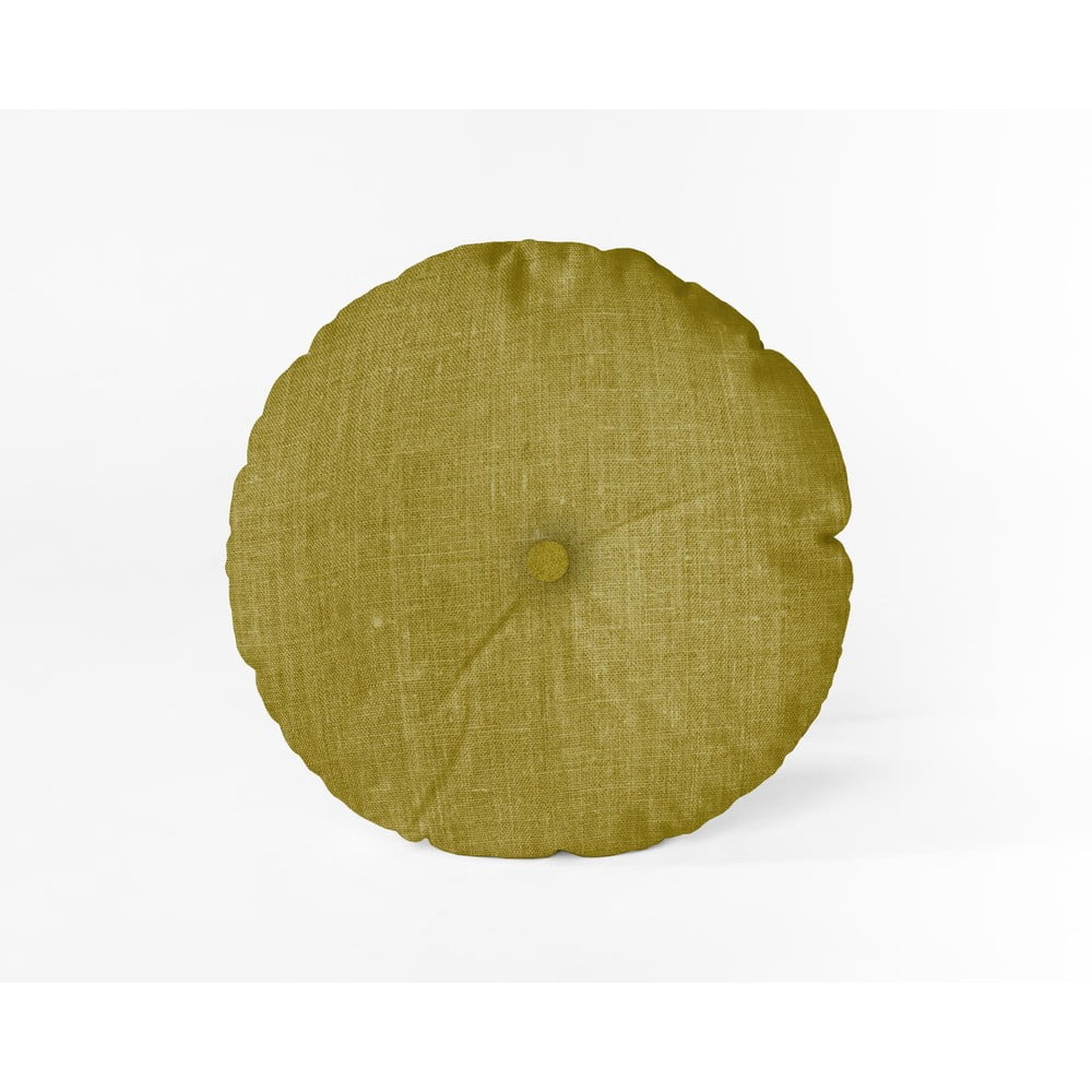 Obrázok Horčicovožltý vankúš Linen Couture Cojin Redondo Mustard, ⌀ 45 cm