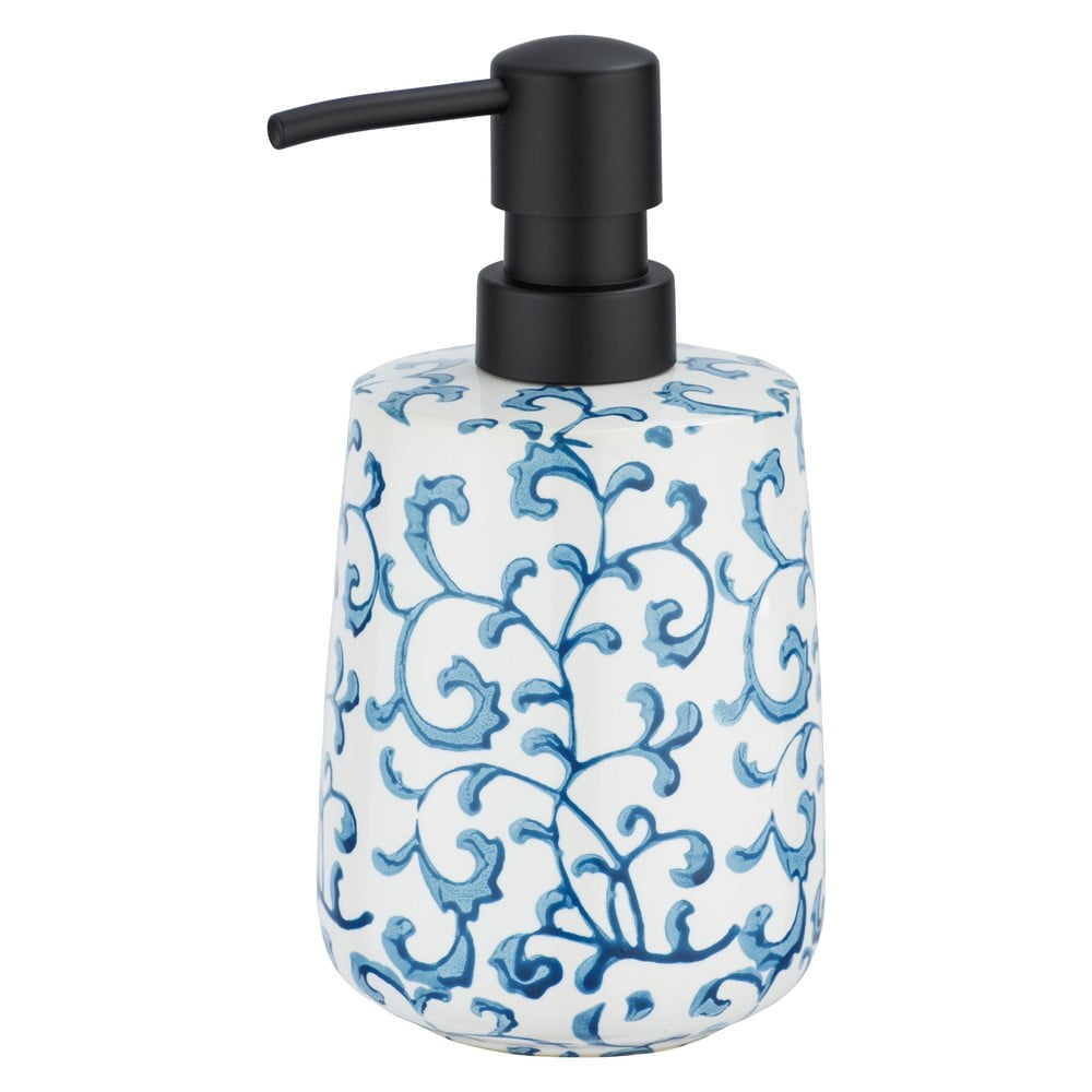 E-shop Keramický dávkovač na mydlo s modro-bielym dekorom Wenko Mirabello, 400 ml