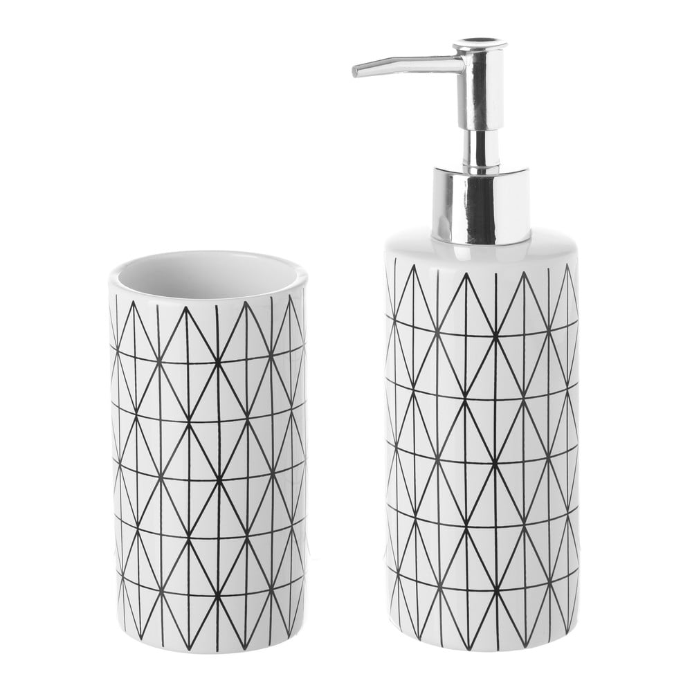 E-shop Set keramického pohárika a dávkovača na mydlo Unimasa Geometry