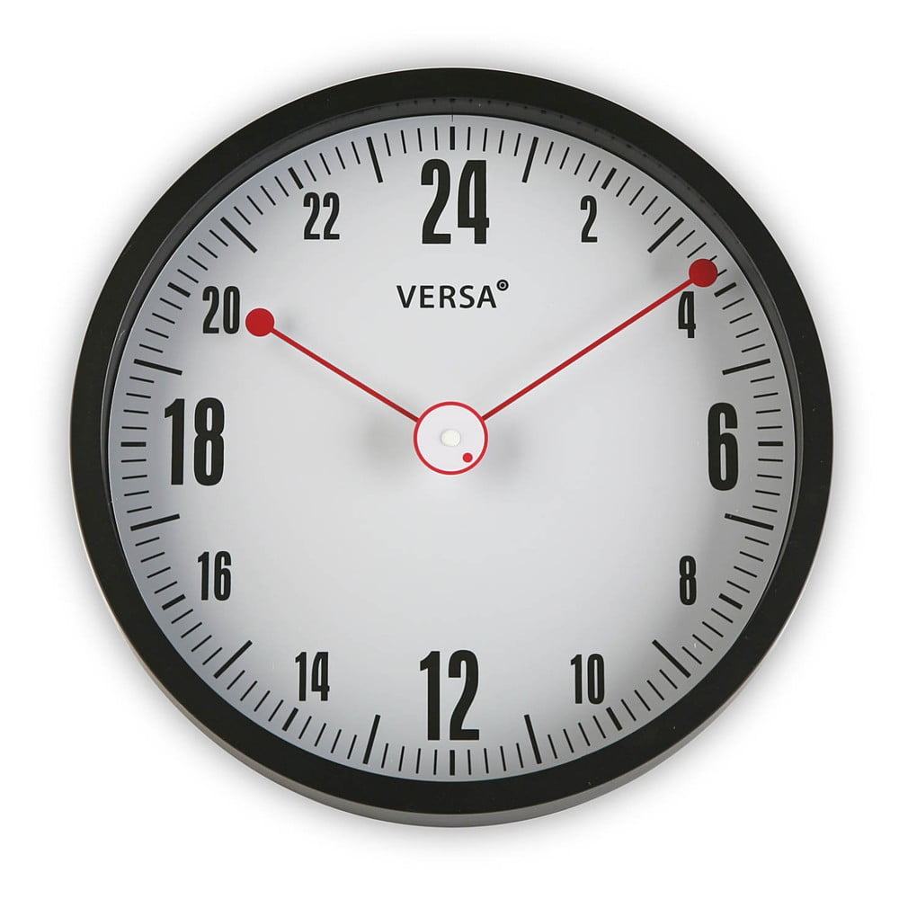 E-shop Čierne guľaté nástenné hodiny Versa Miriam, ø 30 cm